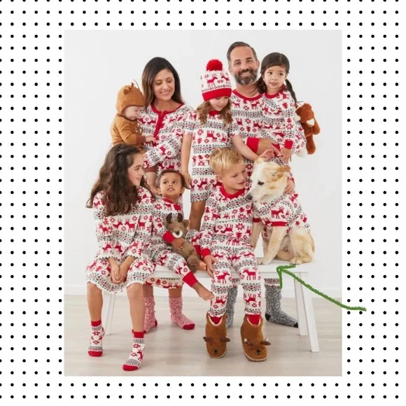 Hanna Andersson - Long John Pajama Set in Dear Deer 12 - Picture 1 of 11